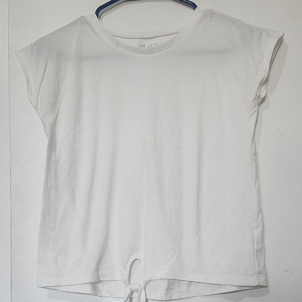 White Short Sleeve Top with Tie Detail